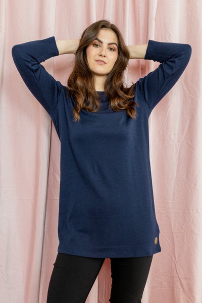 SINGAPORE NAISTEN MERINOVILLATUNIKA, NAVY