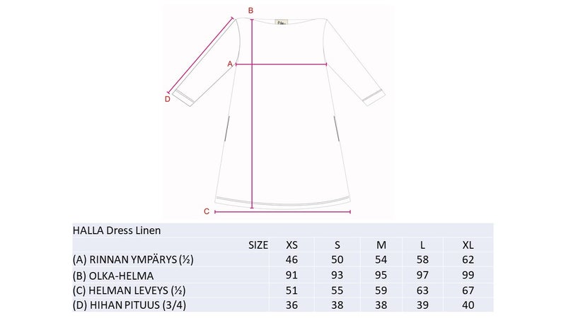 HALLA Naisten pellavamekko, Musta