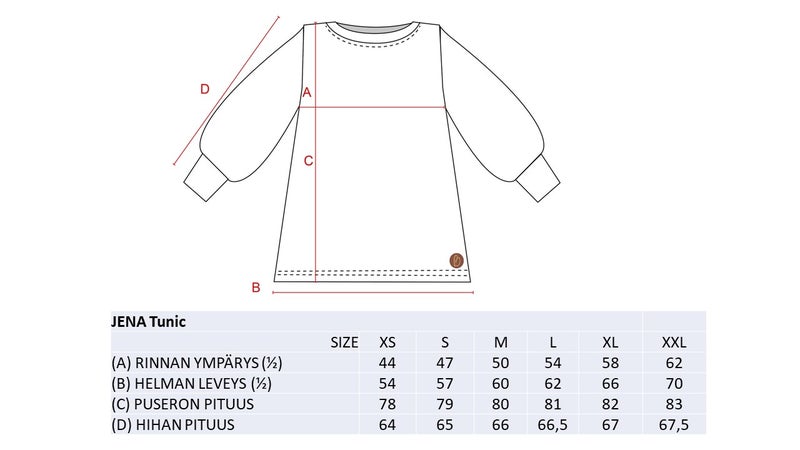 JENA NAISTEN TUNIKA, TWO RED